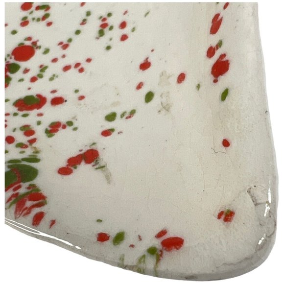 Atlantic Mold Ceramic Christmas Bell Plate Dish Platter Splattered Green Orange - Picture 3 of 7